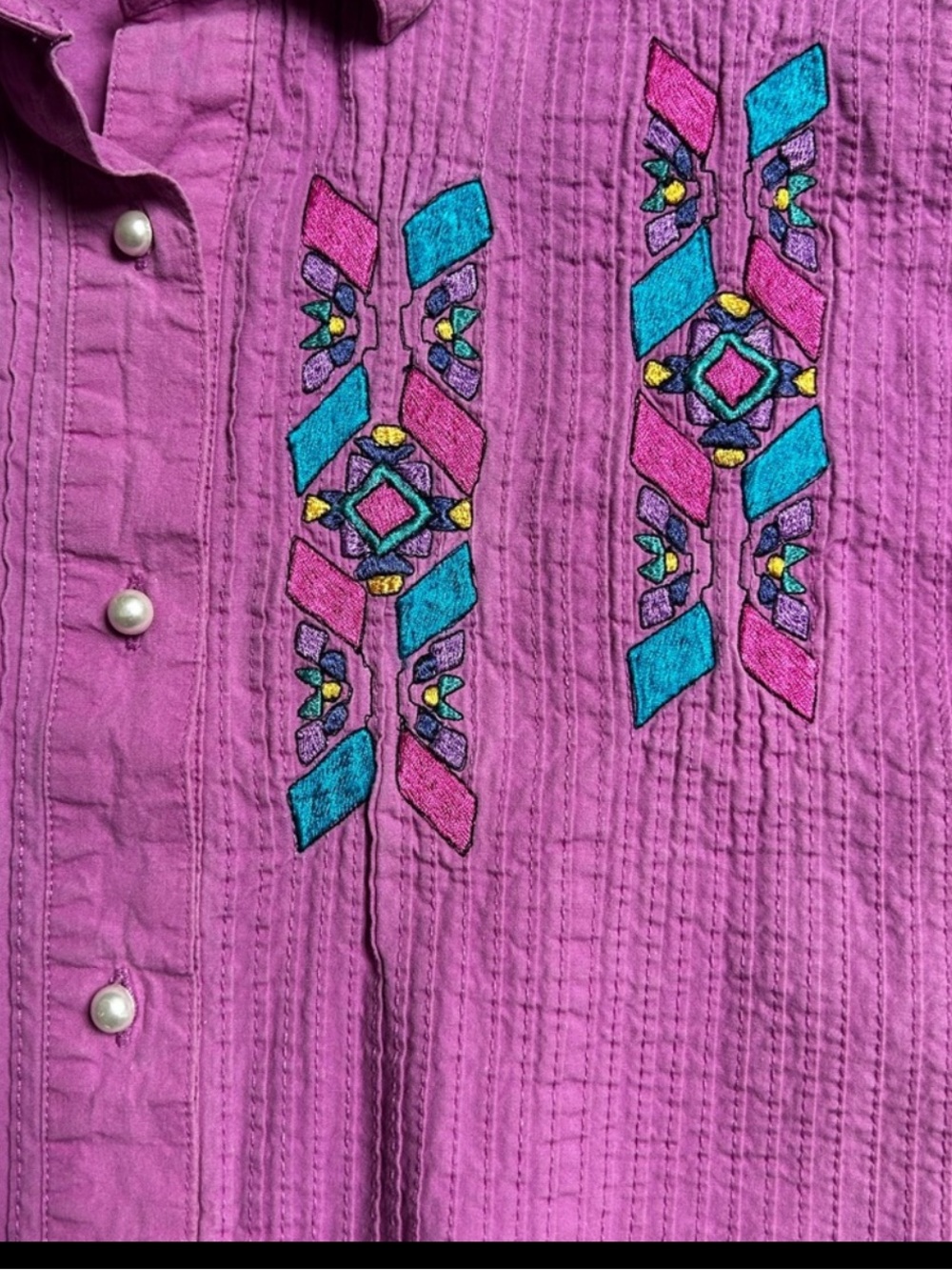 Vintage Tillman purple Aztec SW mesh panel button down Size large - Picture 9 of 11